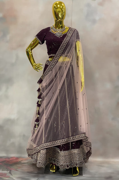 Plum Spark – Sequined Lehenga