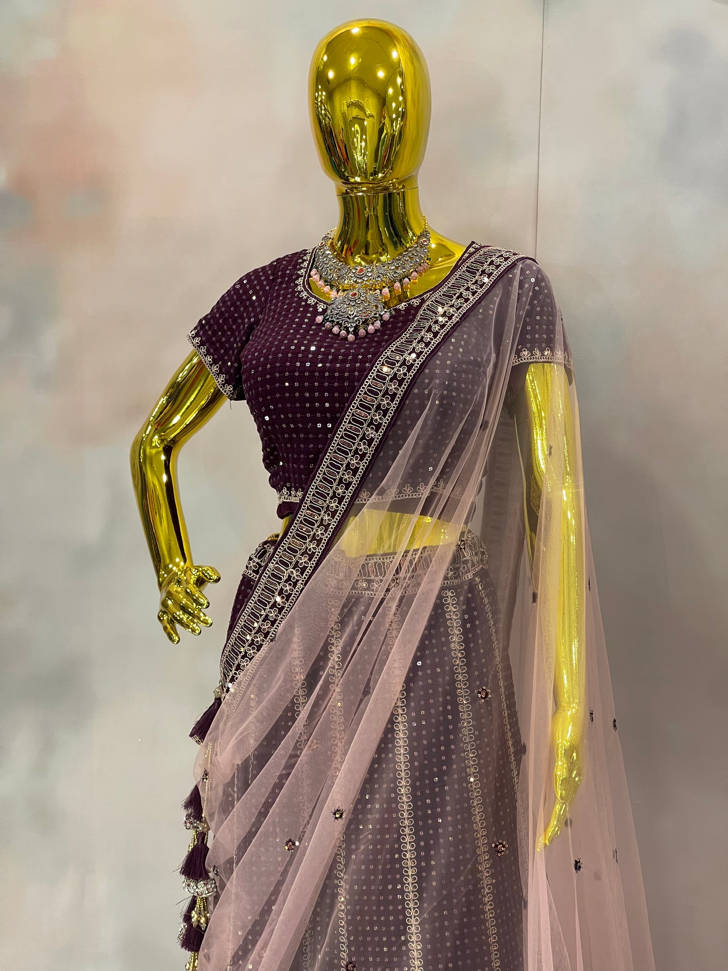 Plum Spark – Sequined Lehenga