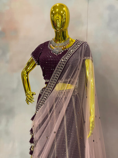 Plum Spark – Sequined Lehenga