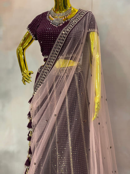 Plum Spark – Sequined Lehenga