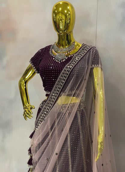 Plum Spark – Sequined Lehenga