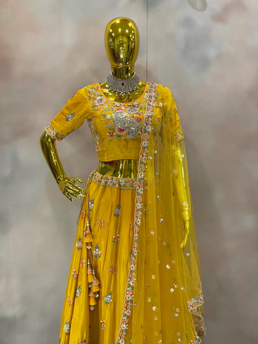 Golden Radiance – Yellow Floral Embroidered Lehenga set