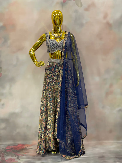 Midnight Garden Floral Lehenga