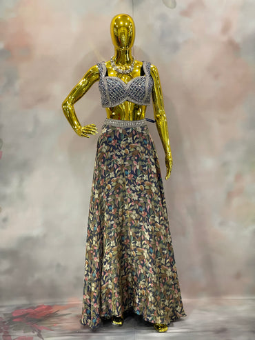 Midnight Garden Floral Lehenga