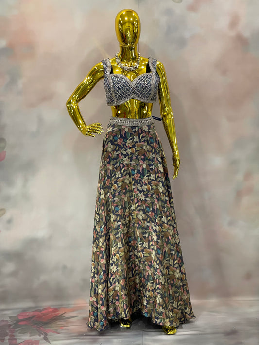 Midnight Garden Floral Lehenga