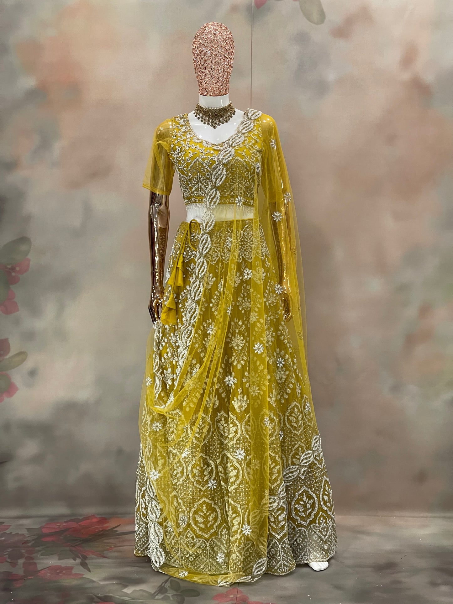 Sunshine Elegance – Mustard Yellow Embroidered Lehenga