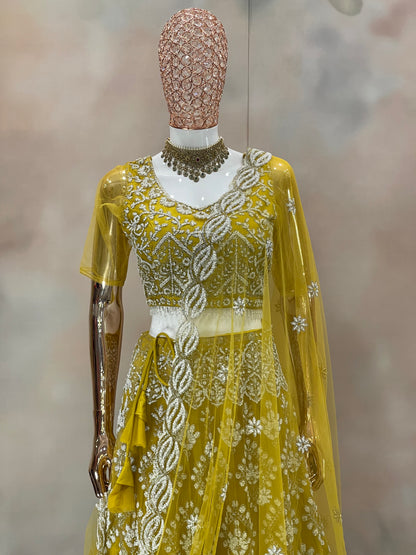 Sunshine Elegance – Mustard Yellow Embroidered Lehenga