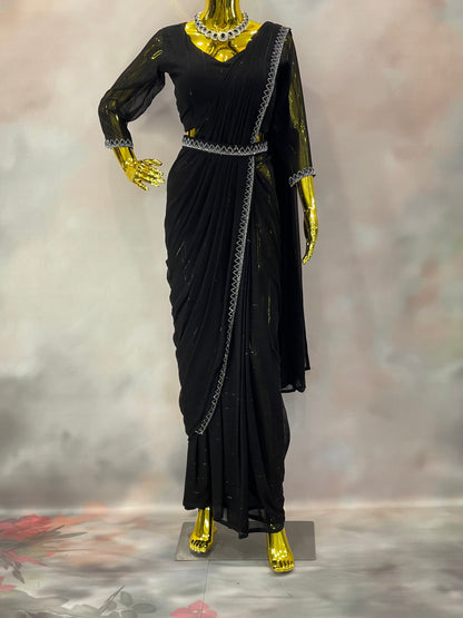 Midnight Spark – Black Embellished Saree