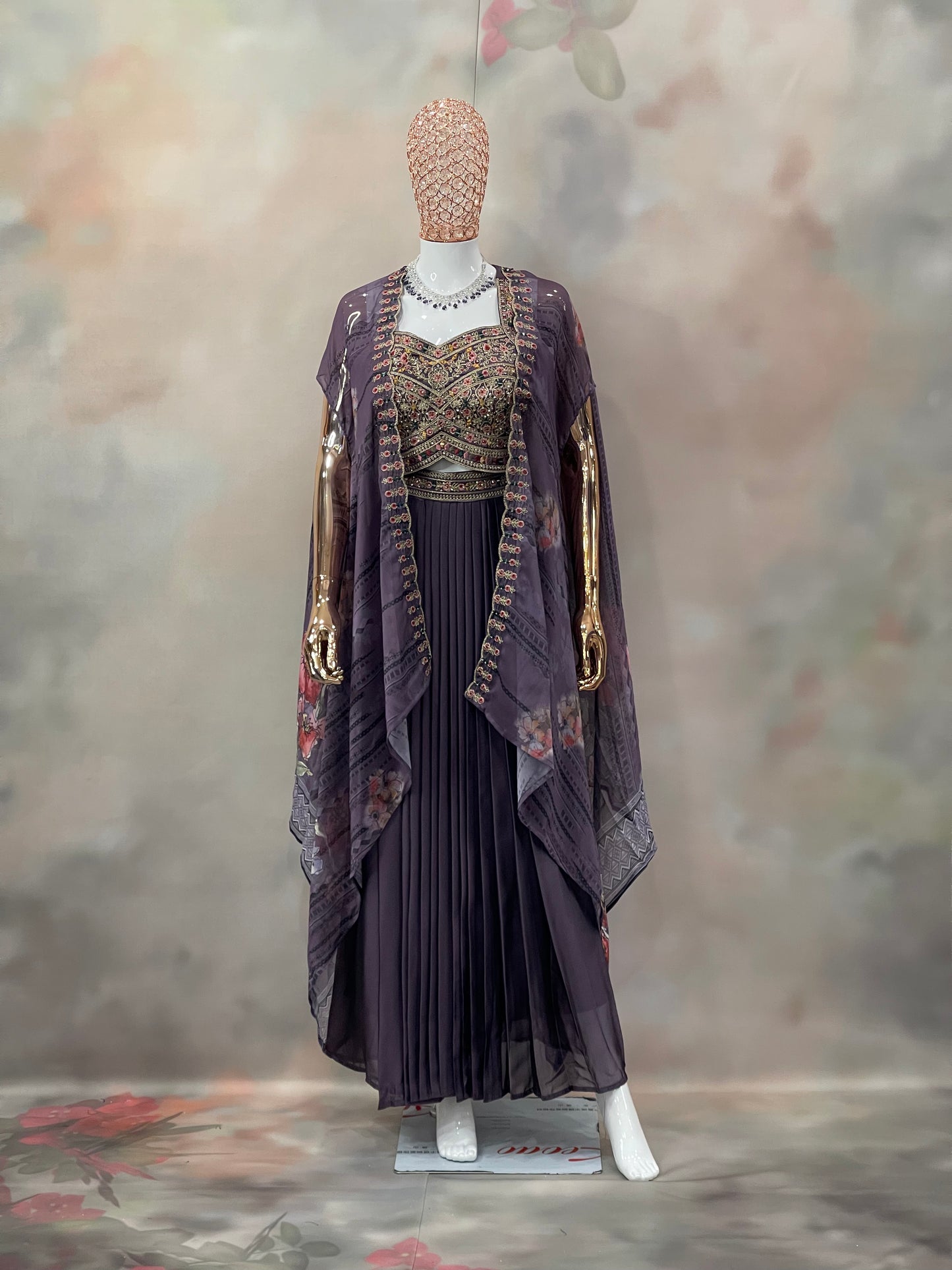 Plum Radiance – Embroidered Indo-Western Set