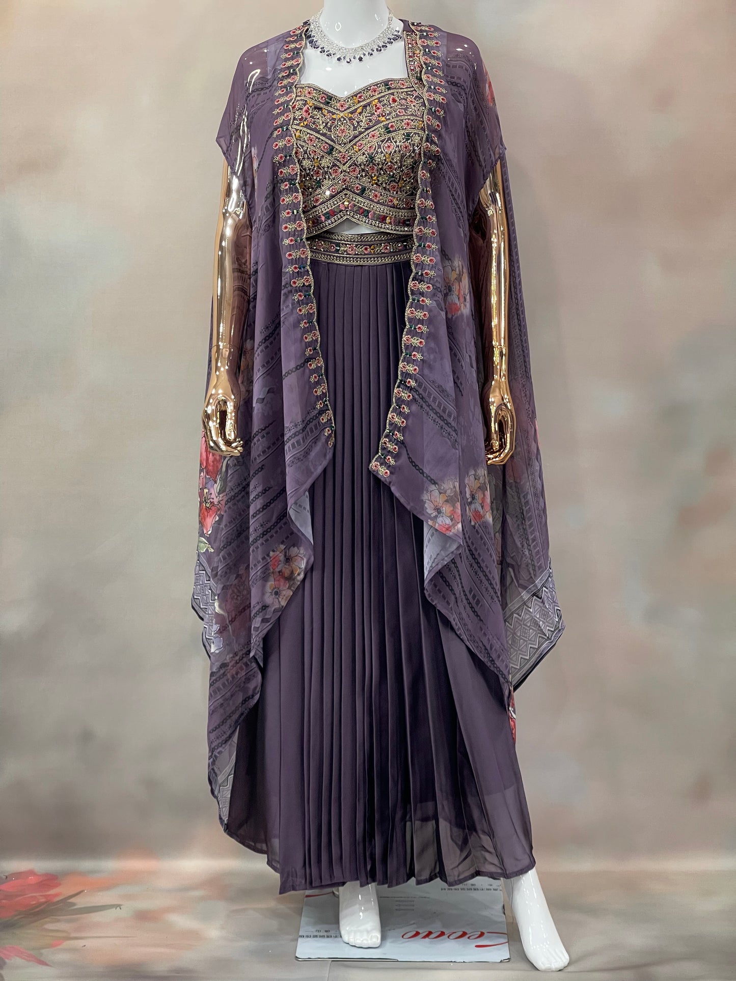 Plum Radiance – Embroidered Indo-Western Set
