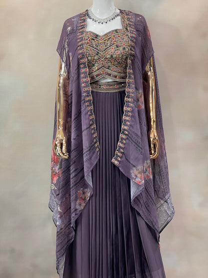 Plum Radiance – Embroidered Indo-Western Set
