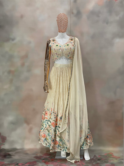 Ivory Blossom – Floral Embroidered Lehenga Set