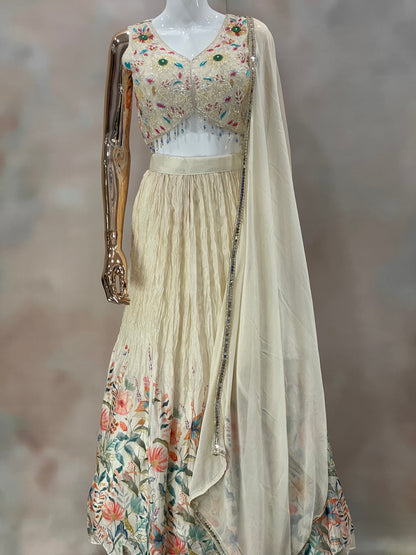 Ivory Blossom – Floral Embroidered Lehenga Set