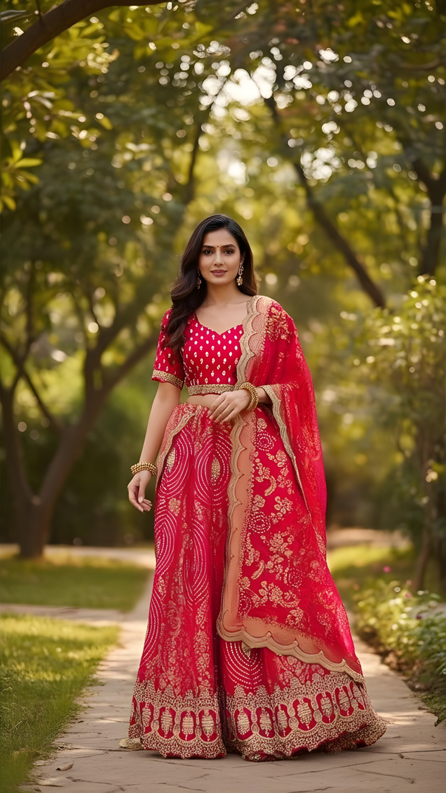 Scarlet Radiance – Red Brocade Zari Lehenga Set