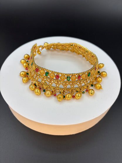 Royal Rhythm – Antique Gold Bridal Anklet
