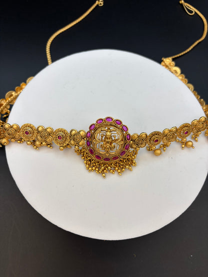 Heritage Blossom – Antique Gold & Ruby Bridal Vaddanam