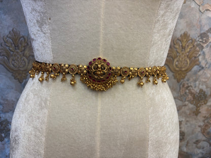 Heritage Blossom – Antique Gold & Ruby Bridal Vaddanam