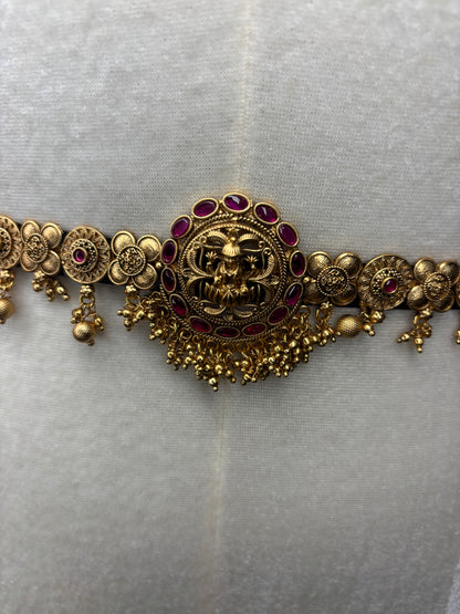 Heritage Blossom – Antique Gold & Ruby Bridal Vaddanam
