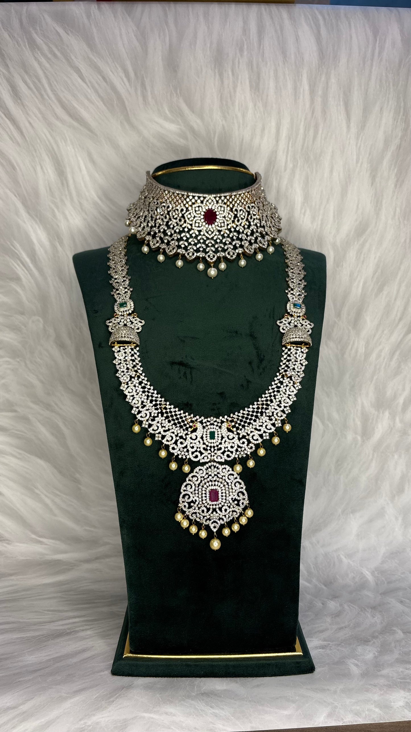 Pearl Drop Diamond-Polish Bridal Set – Grand Wedding Jewelry