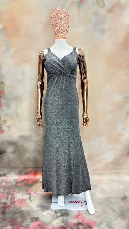 Midnight Silver Sparkle Gown: Glamorous Evening Wear