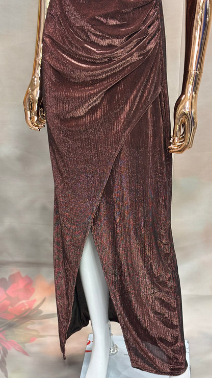 Velvet Ember – Wine Drape Slit Gown