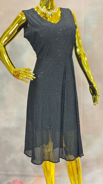 Midnight Mist – Black Sleeveless Shimmer Dress