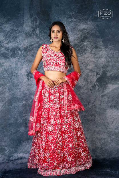 Rosette Bloom Embroidered Lehenga