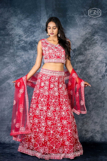 Rosette Bloom Embroidered Lehenga