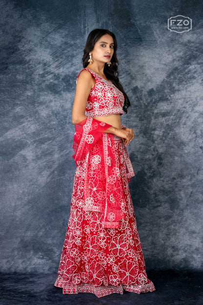 Rosette Bloom Embroidered Lehenga