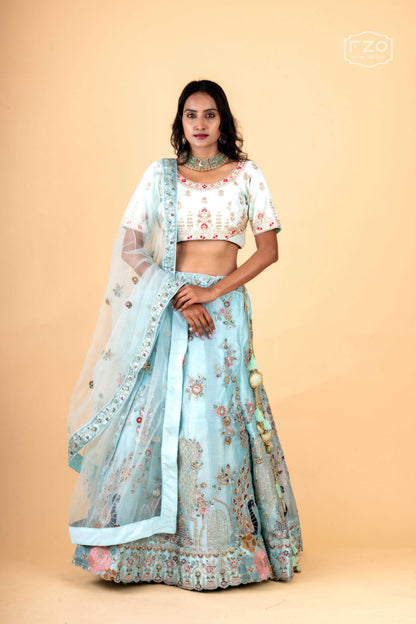 Celestial Charm – Powder Blue Embroidered Lehenga for Modern Brides
