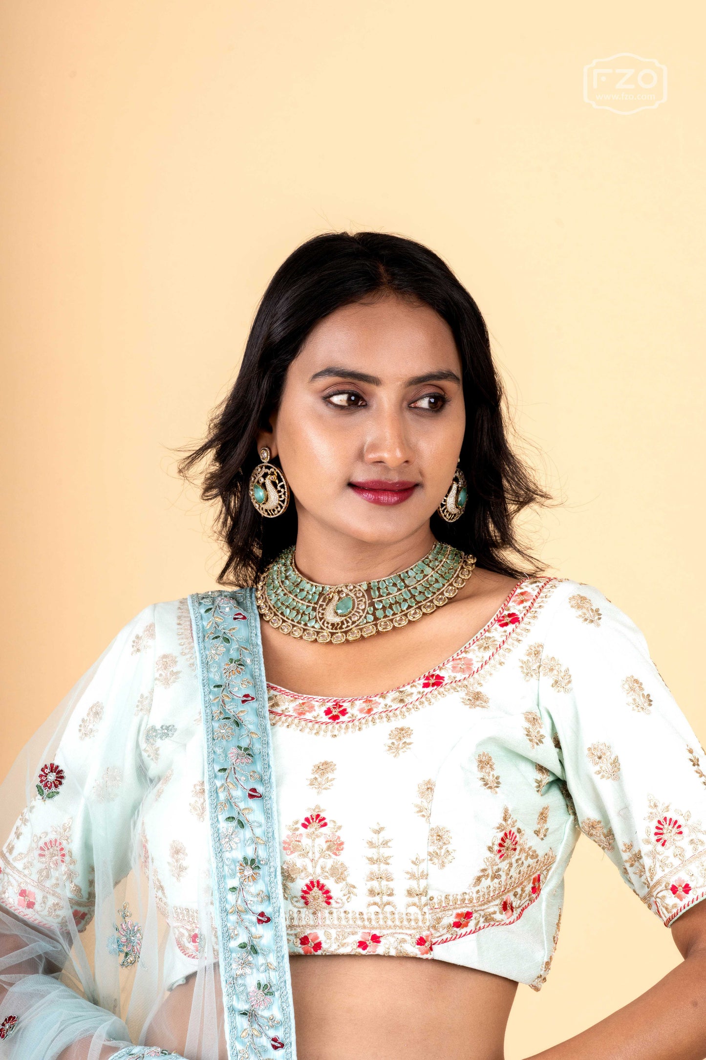 Celestial Charm – Powder Blue Embroidered Lehenga for Modern Brides