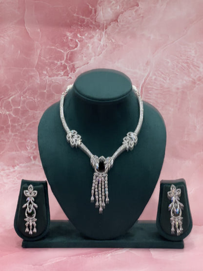 Diamond Cascade Bridal Necklace Set